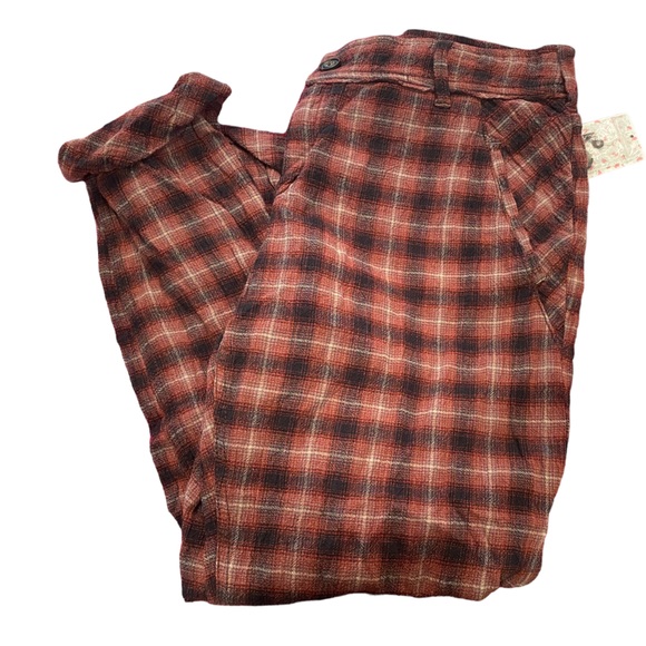 Free People Pants - NWT Free People Red Combo Plaid Pants